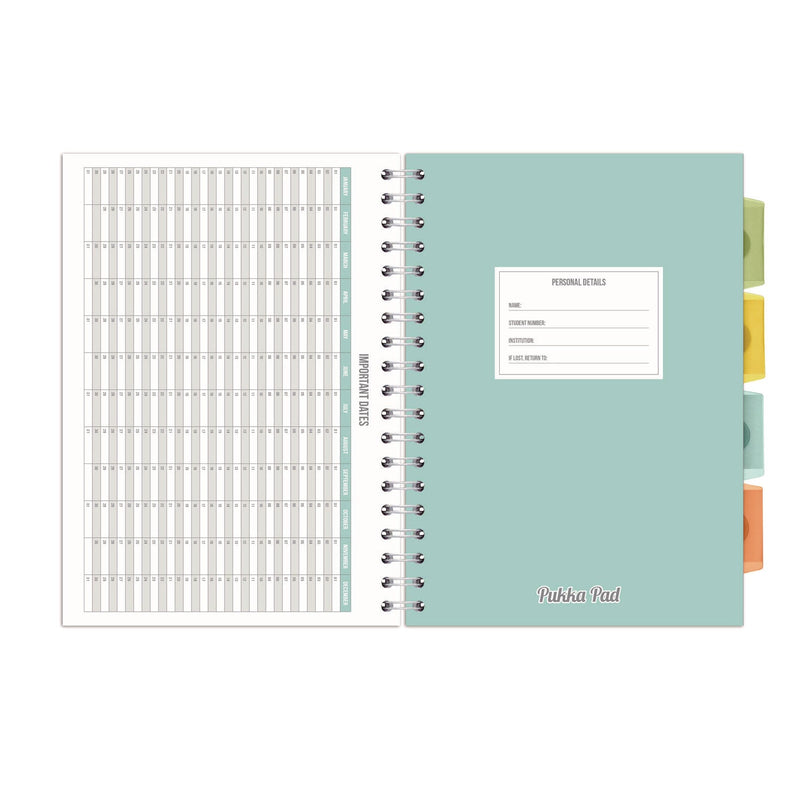 PUKKA PAD® B5 Size Project Book, 4-Subject, Gray/White Study Book Cover, (100) 9.8 x 6.9 Sheets (PUK9824STU) Each