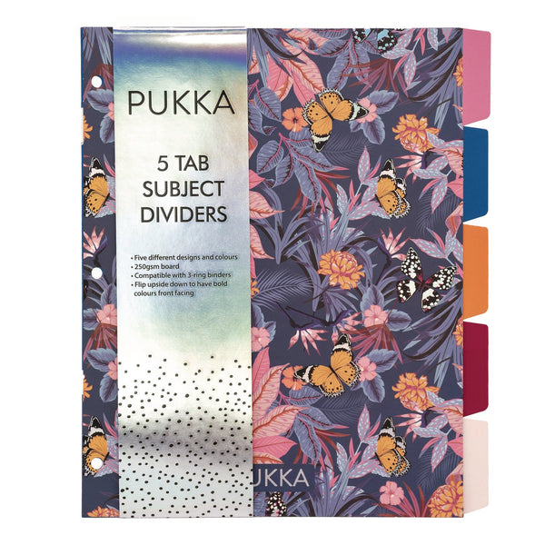 PUKKA PAD® Letter Size Reversible Dividers, 5-Tab, 11 x 8.5, Assorted Colors, 1 Set (PUK9610BLM) Each
