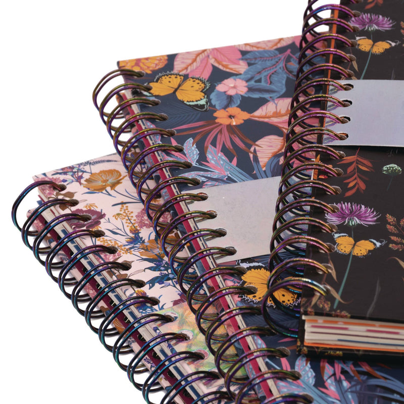 PUKKA PAD® B5 Size Project Book, 4-Subject, Medium/College Rule, Assorted Blum Floral Covers, (100) 9.8 x 6.9 Sheets, 3/Pack (PUK9494BLMASST) Pack of 3