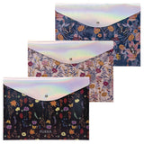 PUKKA PAD® Stud Wallet, 2" Expansion, Assorted Blum, 3/Pack (PUK9511ASTBLM) Pack of 3