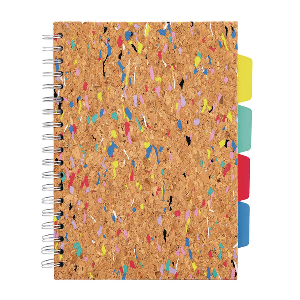 PUKKA PAD® B5 Size Eco Project Book, 4-Subject, Medium/College Rule, Cork/Multicolor Cover, (100) 9.8 x 6.9 Sheets (PUK9856SPP) Each