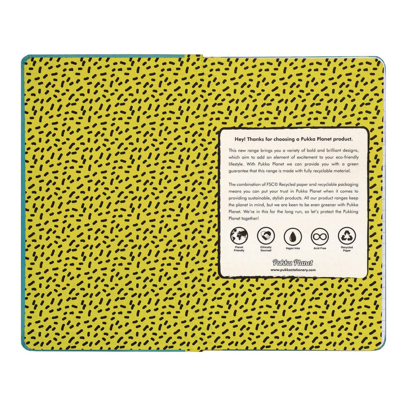 PUKKA PAD® Soft Cover Eco Notebook, 1-Subject, Medium/College Rule, Turquoise/Black/White/Yellow Cover, (96) 8.3 x 5.8 Sheets (PUK9707SPP) Each
