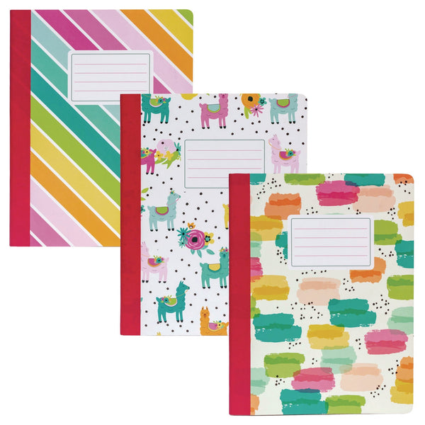 PUKKA PAD® Composition Book, Medium/College Rule, Assorted Covers Colors, (70) 9.75 x 7.5 Sheets, 3/Pack (PUK9095CD) Pack of 3