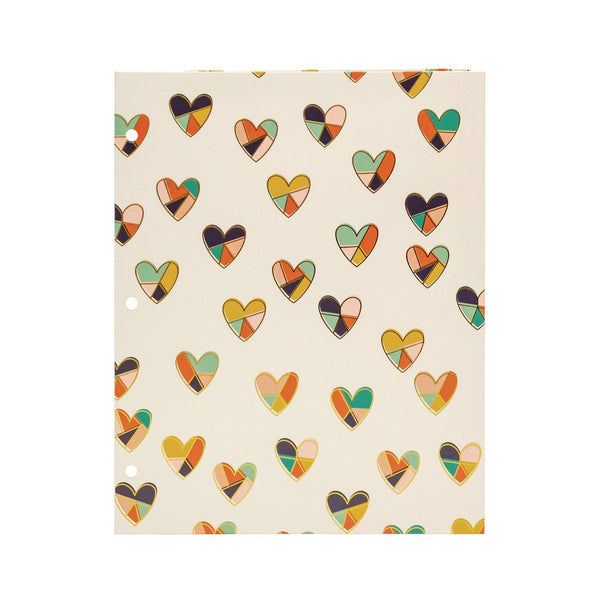 Two-Pocket Portfolio Folder, 1" Capacity, 9.6 x 11.9, Floral/Geometric/Hearts, 6/Pack (PUK9098CD) Pack of 6
