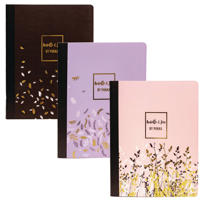 PUKKA PAD® Composition Book, Medium/College Rule, Assorted Floral Covers, (70) 9.75 x 7.5 Sheets, 3/Pack (PUK9107ROC) Pack of 3