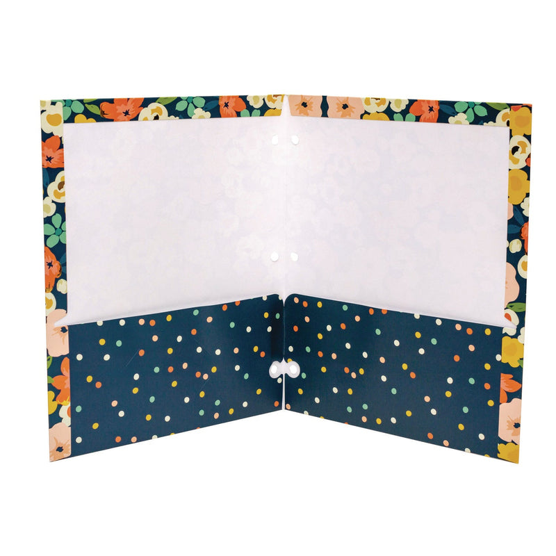 Two-Pocket Portfolio Folder, 1" Capacity, 9.6 x 11.9, Floral/Geometric/Hearts, 6/Pack (PUK9098CD) Pack of 6