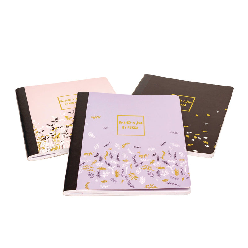 PUKKA PAD® Composition Book, Medium/College Rule, Assorted Floral Covers, (70) 9.75 x 7.5 Sheets, 3/Pack (PUK9107ROC) Pack of 3
