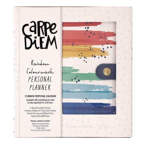 Personal Planner, Color Wash, 7.48 x 6.42, Blue/Green/Red/Yellow Cover, 12-Month, Undated (PUK9180CD) Each