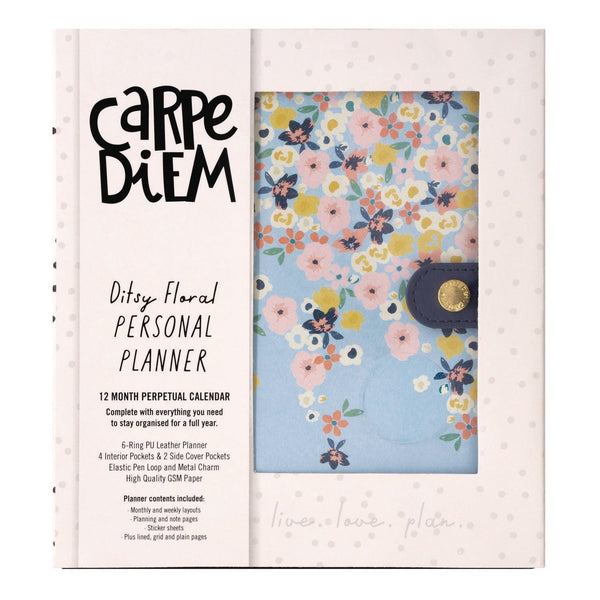Personal Planner, Floral, 7.48 x 6.42, Blue/Pink/White/Yellow Cover, 12-Month, Undated (PUK9199CD) Each