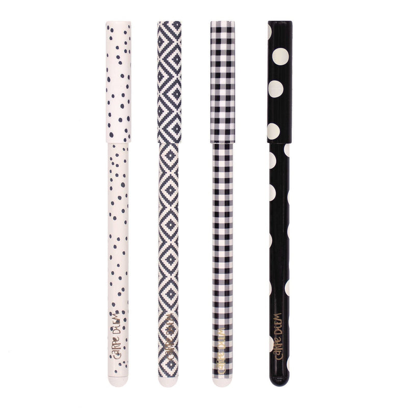PUKKA PAD® Carpe Diem Ballpoint Pen, Stick, Medium 0.7 mm, Black Ink, Assorted Black Collection, 4 Pens/Pack, 6 Packs/Box (PUK9229CD) Box of 24