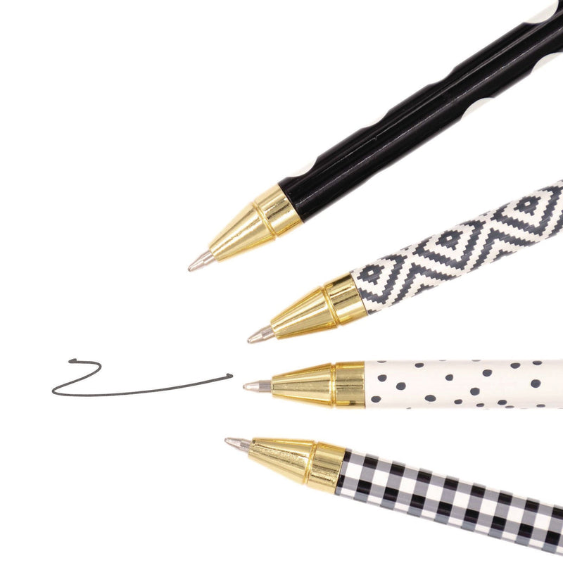 PUKKA PAD® Carpe Diem Ballpoint Pen, Stick, Medium 0.7 mm, Black Ink, Assorted Black Collection, 4 Pens/Pack, 6 Packs/Box (PUK9229CD) Box of 24