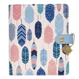 Personal Planner, Feathers, 7.48 x 6.42, Blue/Cream/Pink Cover, 12-Month, Undated (PUK9210CD) Each