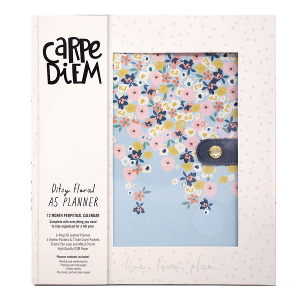A5 Planner, Feathers, 10.24 x 9.25, Blue/Pink/White/Yellow Cover, 12-Month (PUK9198CD) Each