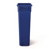 Suncast Commercial® 23 Gallon Resin Slim Recycling Trash Can, Plastic, Blue/White (SUATCNH2030BLR) Each