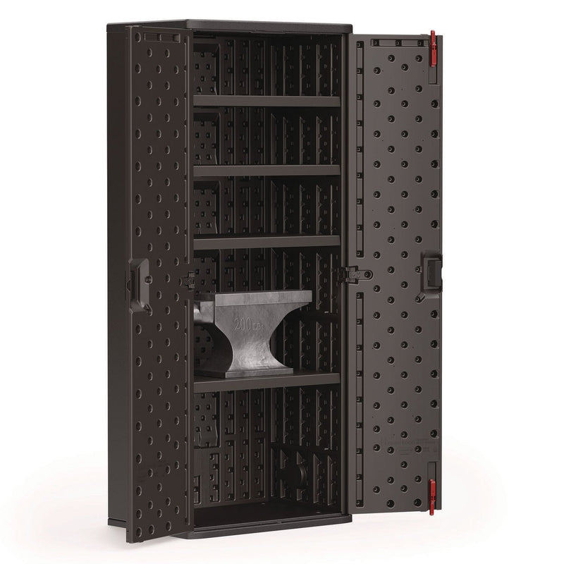 Suncast Commercial® Tall Storage Cabinet, Five Shelves: One Fixed, Four Adjustable, 30" x 20.25" x 72", Gray (SUABMCCPD7204) Each