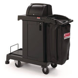 Suncast Commercial® High Security Housekeeping Cart, Plastic, 1 Shelf, 3 Bins, 23.19 x 53.23 x 53.02, Black (SUACCH255A) Each