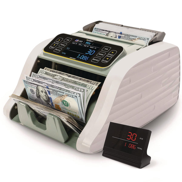 Kolibri KBR-500 Mixed Denomination Bill Counter, 1,200 Bills/Min, 9.2" x 14.3" x 13", Light Gray/Black (KIBKBR500) Each