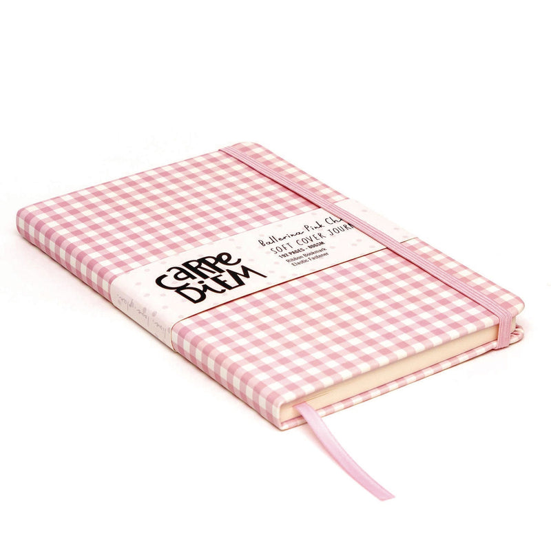 PUKKA PAD® Soft Cover Journal, Medium/College Rule, Pink/White Check Cover, (96) 8.3 x 5.2 Sheets, 3/Pack (PUK9371CD) Pack of 3