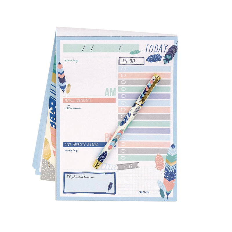 Daily Planner, Feathers, 8.27 x 5.83, Blue/Cream/Pink Cover, 2-Month, Undated, 6/Pack (PUK9218CD) Pack of 6