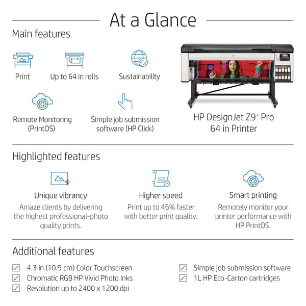 HP DesignJet Z9+ Pro 64" Wireless Wide Format Inkjet Printer (HEW2RM82G)