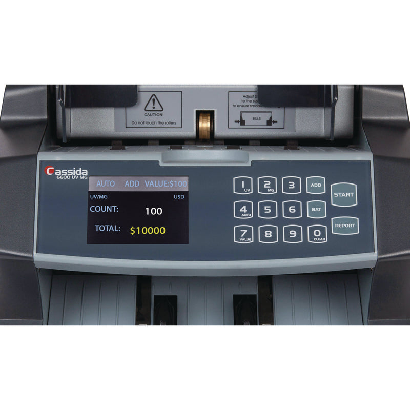 Cassida 6600 UV/MG Top Loading Bill Counter, 1,400 Bills/min, 10.2 x 11 x 8.1, Gray (CIA6600UVMG) Each