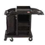 Suncast Commercial® Compact Standard Housekeeping Cart, Plastic, 1 Shelf, 23.25" x 53.18" x 46.57", Black (SUAHKCCT100) Each