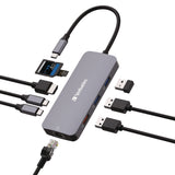 Verbatim® USB-C Pro Multiport Hub9 Port, Gray (VER32152) Each