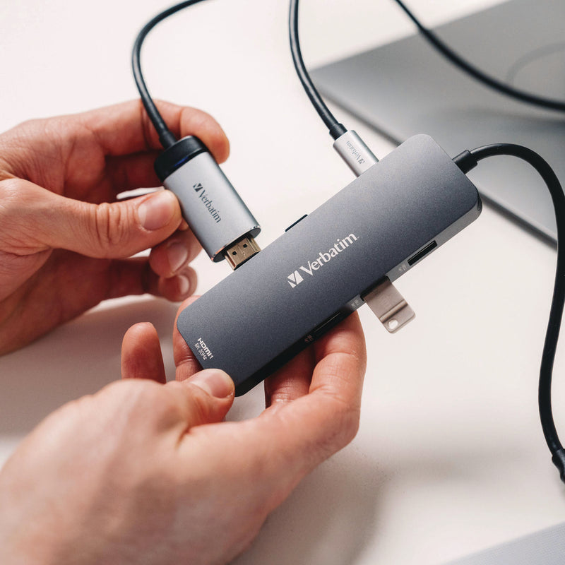 Verbatim® USB-C Pro Multiport Hub8 Port, Gray (VER32151) Each