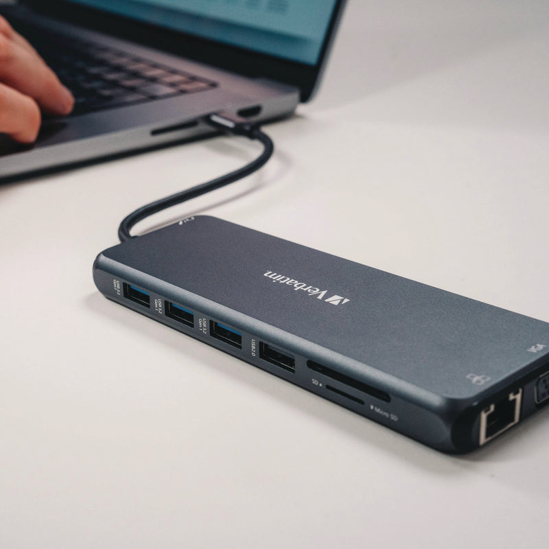 Verbatim® USB-C Pro Multiport Hub14 Port, Gray (VER32154) Each