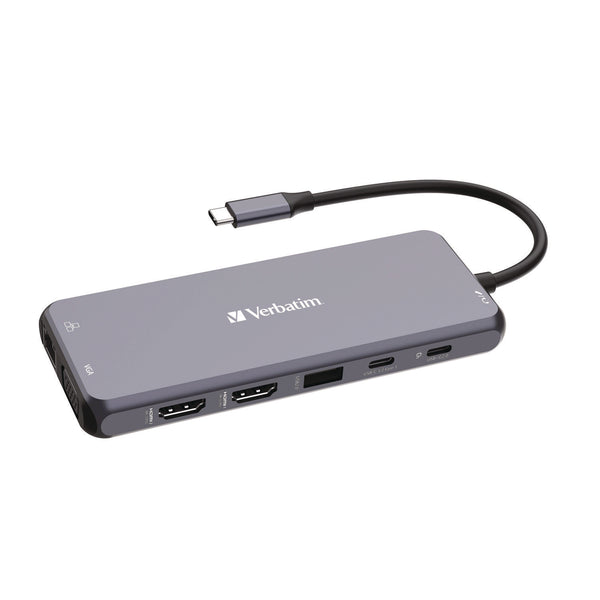 Verbatim® USB-C Pro Multiport Hub14 Port, Gray (VER32154) Each