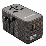 Verbatim® UTA-06 Gan III Universal Travel Adapter, (2) USB-A/(2) USB-C/Quick Charge 4+ (VER32121) Each