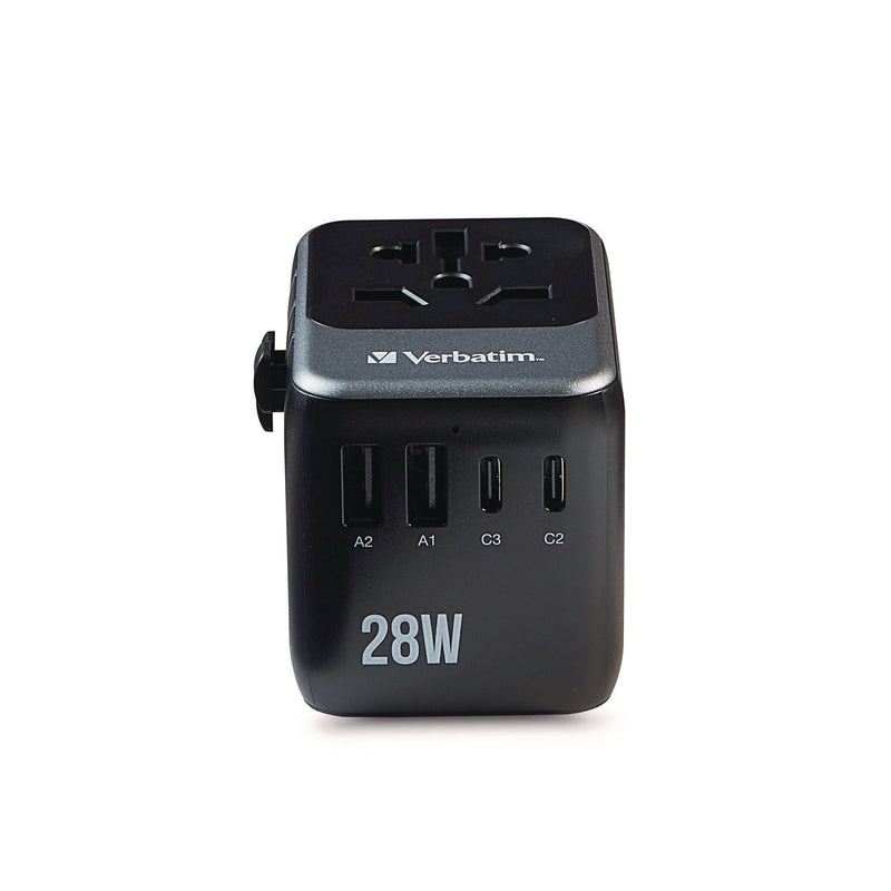 Verbatim® UTA-07 Universal Travel Adapter, (3) USB-A, (3) USB-C (VER32122) Each