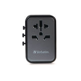 Verbatim® UTA-09 Gan III Universal Travel Adapter, (2) USB-A/(2) USB-C/USB-C with Power Delivery 3.0 (VER32124) Each