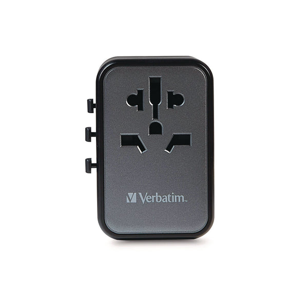 Verbatim® UTA-09 Gan III Universal Travel Adapter, (2) USB-A/(2) USB-C/USB-C with Power Delivery 3.0 (VER32124) Each