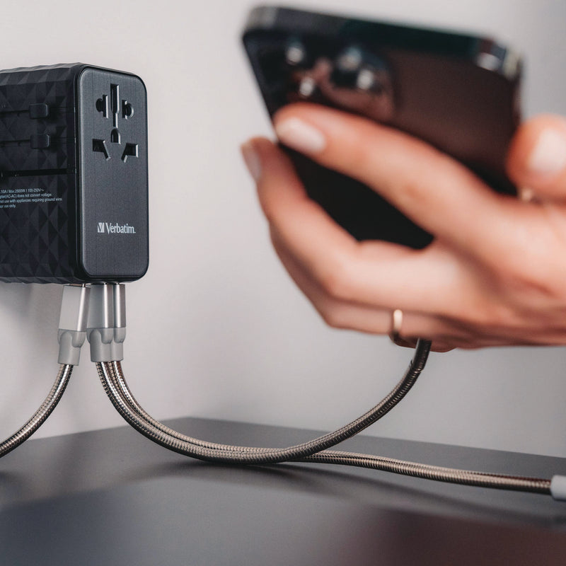 Verbatim® UTA-10 GaN III Universal Travel Adapter, (3) USB-A/(3) USB-C (VER32125) Each