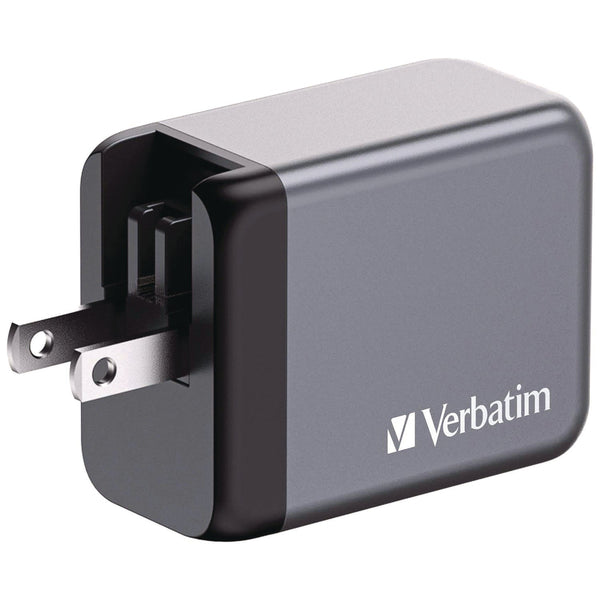 Verbatim® 65 W 3-Port GaN Wall Charger, Black/Gray (VER32201) Each