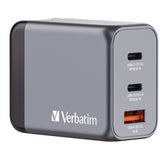 Verbatim® 65 W 3-Port GaN Wall Charger, Black/Gray (VER32201) Each