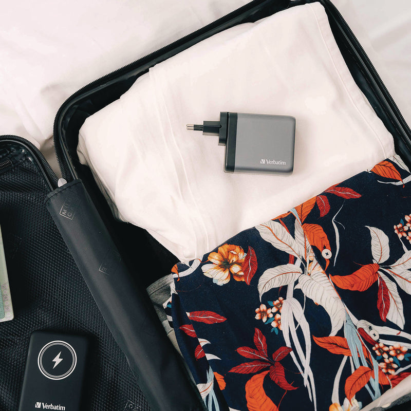 Verbatim® 140 W 4-Port GaN Wall Charger, Black/Gray (VER32203) Each