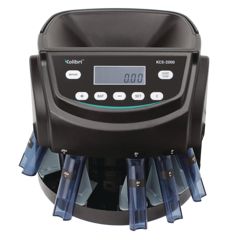 Kolibri KCS-2000 Coin Sorter, 300 Coins/min, 10 x 11.6 x 13.6, Black (KIBKCS2000) Each