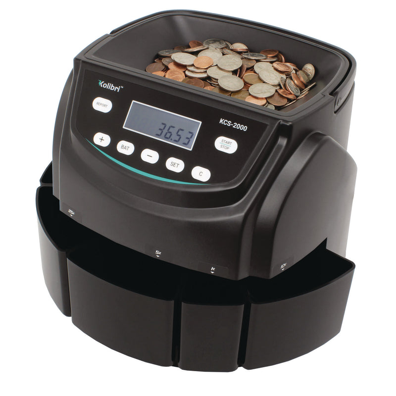 Kolibri KCS-2000 Coin Sorter, 300 Coins/min, 10 x 11.6 x 13.6, Black (KIBKCS2000) Each