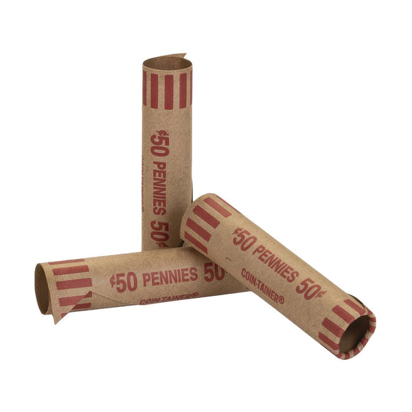 CONTROLTEK® Crimped End Coin Wrappers, Pennies, $.50, 1,000 Wrappers/Pack (CNK560051) Each