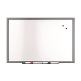 TRU RED™ Magnetic Porcelain Dry Erase Board, 36" x 24", White Surface, Gray/Natural Aluminum Frame (TUDTR61184) Each