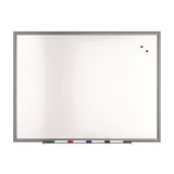 TRU RED™ Magnetic Porcelain Dry Erase Board, 48" x 36", White Surface, Gray/Natural Aluminum Frame (TUDTR61185) Each