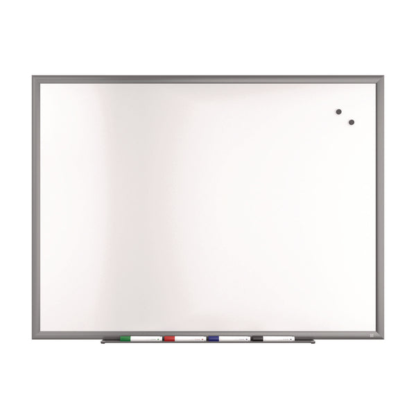 TRU RED™ Magnetic Porcelain Dry Erase Board, 48" x 36", White Surface, Gray/Natural Aluminum Frame (TUDTR61185) Each