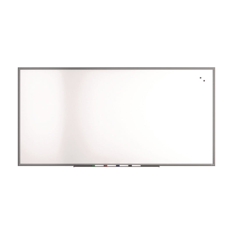 TRU RED™ Magnetic Porcelain Dry Erase Board, 96" x 48", White Surface, Gray/Natural Aluminum Frame (TUDTR61188) Each