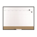 TRU RED™ Magnetic Steel Dry Erase Combo Board, Monthly Planning/Scheduling, 23" x 17", White/Natural Surface, Black Aluminum Frame (TUDTR61193) Each