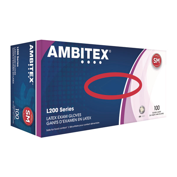 AMBITEX L200 Series Powder-Free Latex Gloves, 5 mil, Small, Cream, 100/Box (TXILSM200) Box of 100