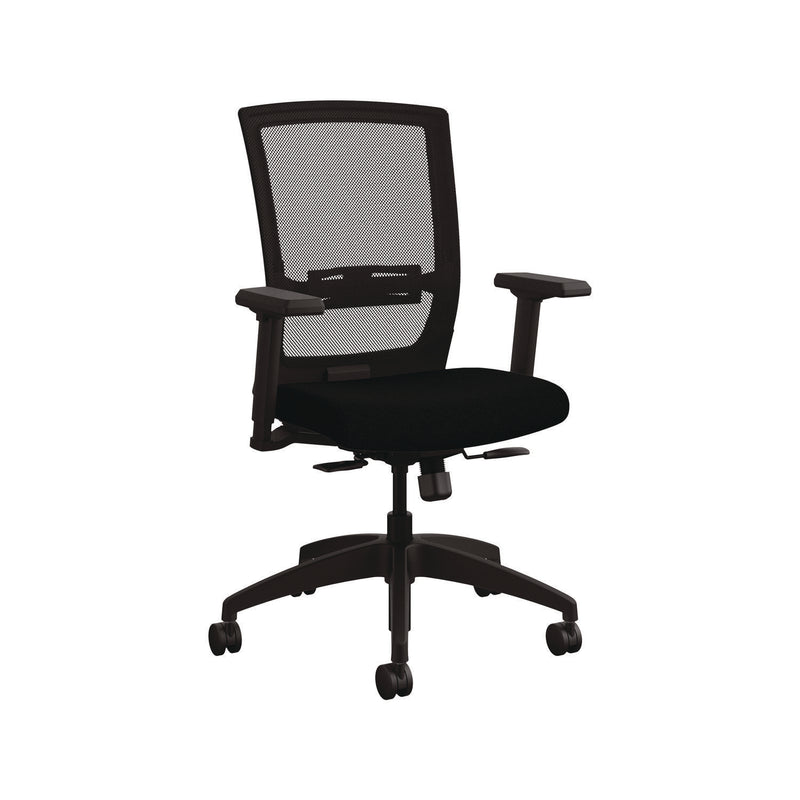 Allsteel® Quip Ergonomic Mesh Back Swivel Task Chair, Supports Up to 300 lb, Black Seat, Carbon Back, Black Base (ASZSTNOBLK) Each