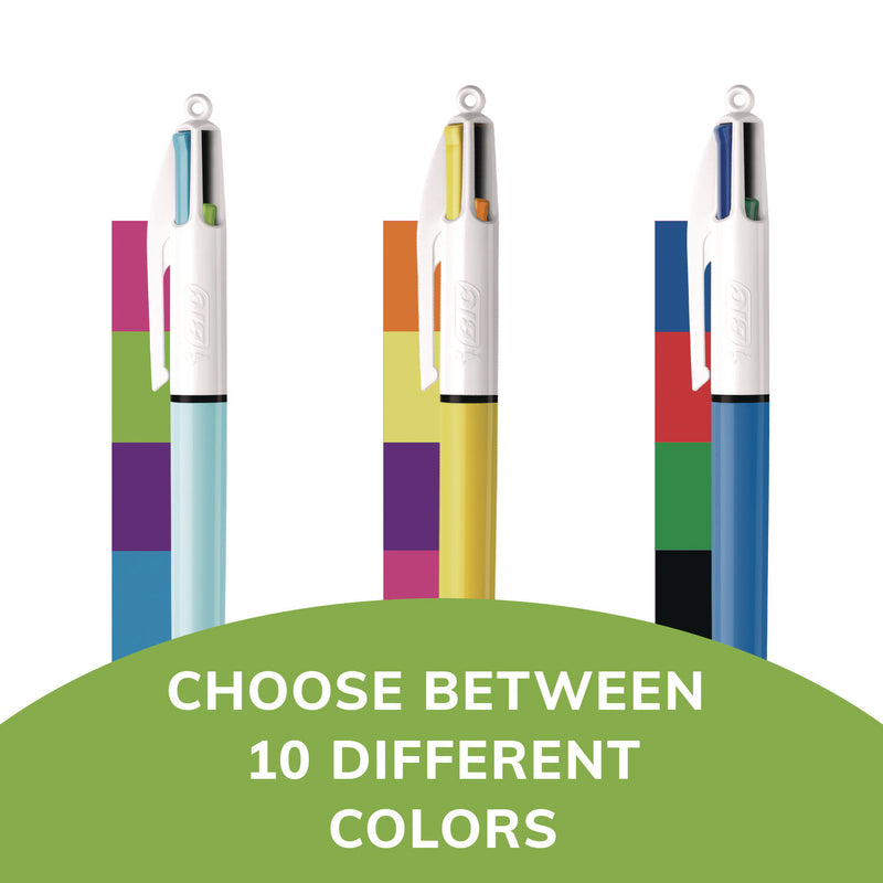 BIC® 4-Color Multi-Color Ballpoint Pen, Retractable, Medium 1 mm, Assorted Ink, Assorted Barrels, 3/Pack (BICMMXP31AST) Pack of 3