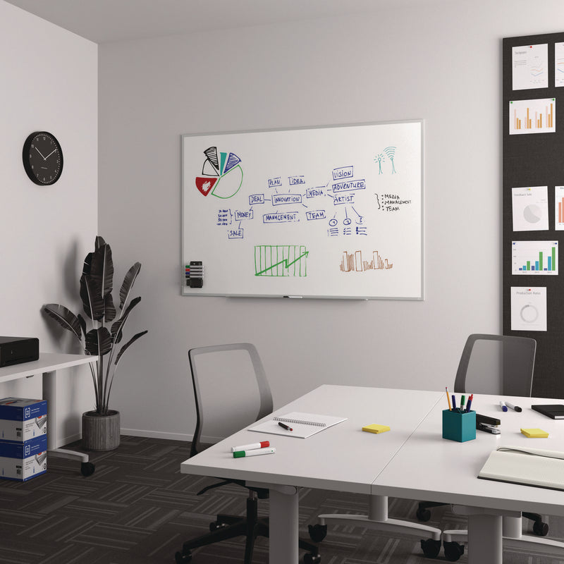 TRU RED™ Melamine Dry Erase Board, 72" x 48", White Surface, Gray/Natural Aluminum Frame (TUDTR59352) Each